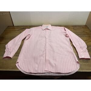 Turnbull & Asser Shirt Mens 16.5 Pink Plaid Dress Formal Button Up